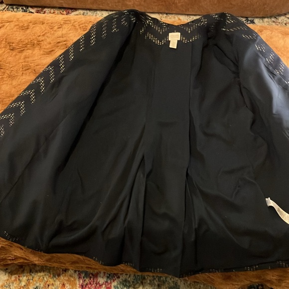 Chico’s Navy Chevron Open Front Jacket - Picture 4 of 4